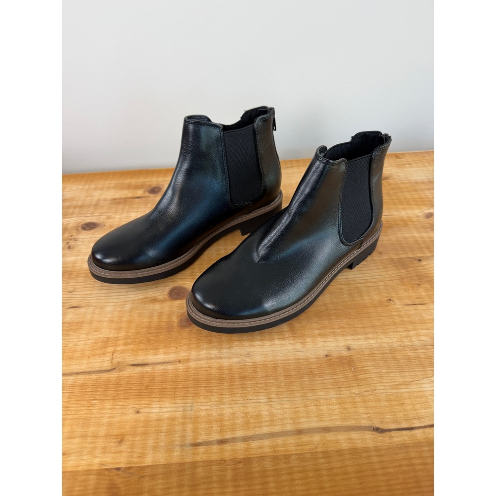 Esprit Sam Ankle Boots Black 6.5M Zip Up Lug Sole Minimalist Basics